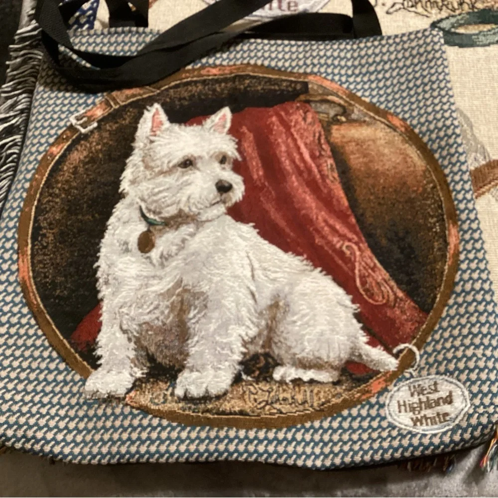 West Highland White Terrier Tapestry Throw Shopping Bag and Westie Book